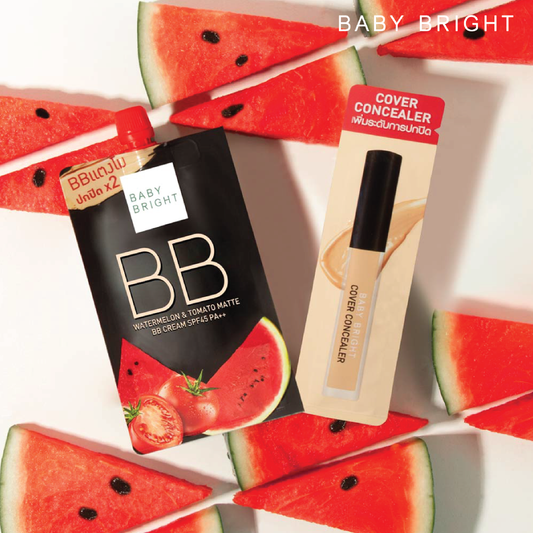 Baby Bright- Watermelon & Tomato Matte BB Cream SPF45 PA++ 7g (Free Cover Concealer 2g)